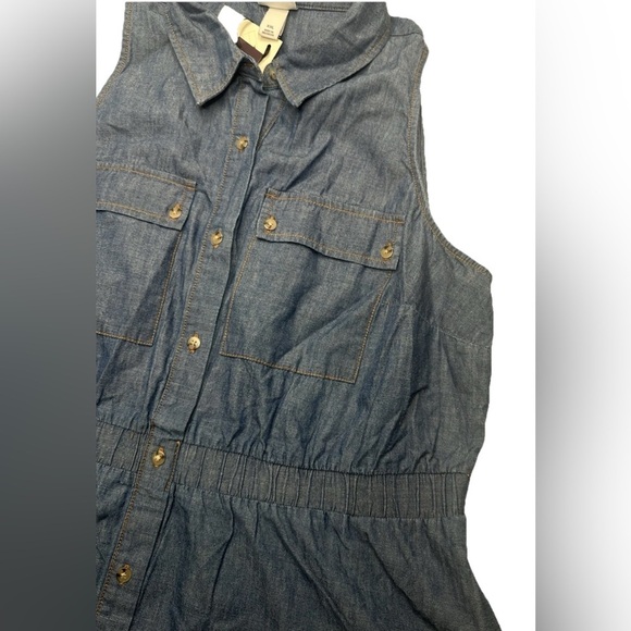 Women's Denim Sleeveless Mini Shirtdress Ava & Viv Dark denim Wash - Picture 8 of 10